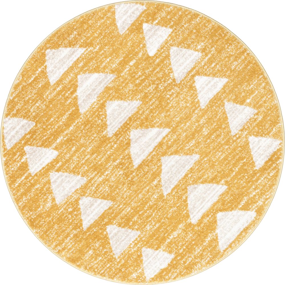 Triangles Modern Geometric Pattern Yellow Kids Rug KEN-11