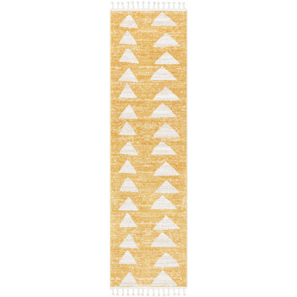 Triangles Modern Geometric Pattern Yellow Kids Rug KEN-11