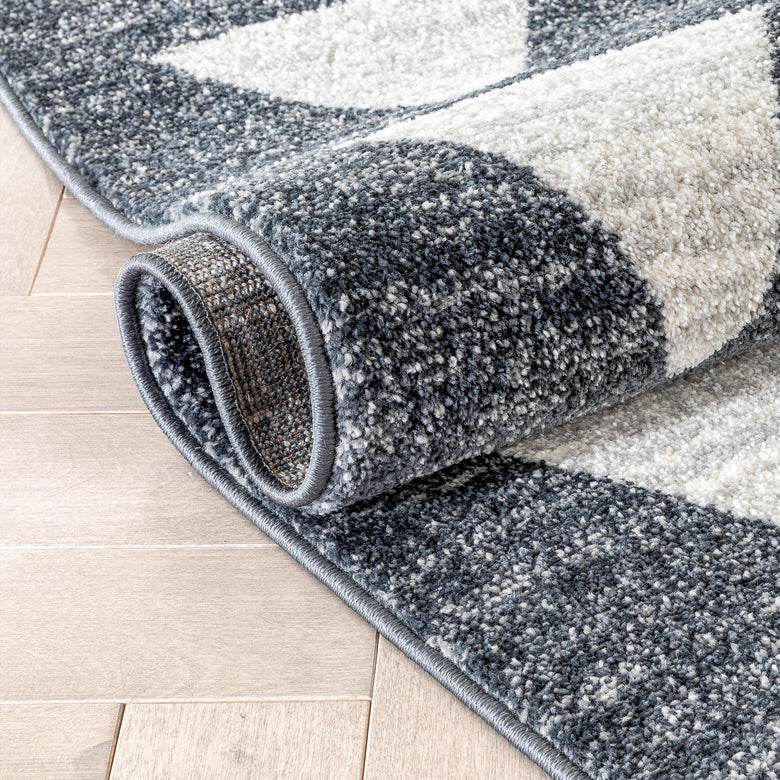 Triangles Modern Geometric Pattern Grey Kids Rug KEN-17