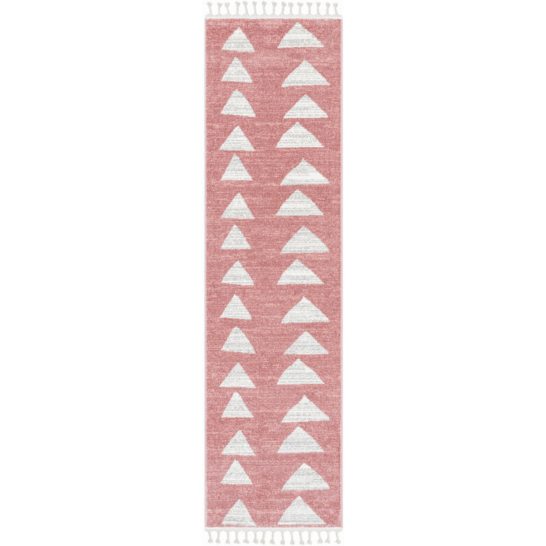 Triangles Modern Geometric Pattern Pink Kids Rug KEN-19