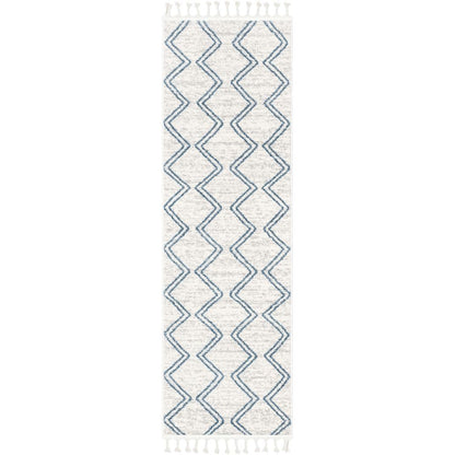 Reeve Modern Chevron Zig-Zag Blue Ivory Kids Rug KEN-34