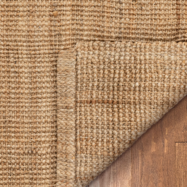 Boucle Hand-Woven Jute Rug Farmhouse Solid Pattern Natural Chunky-Textured Rug LAN-18