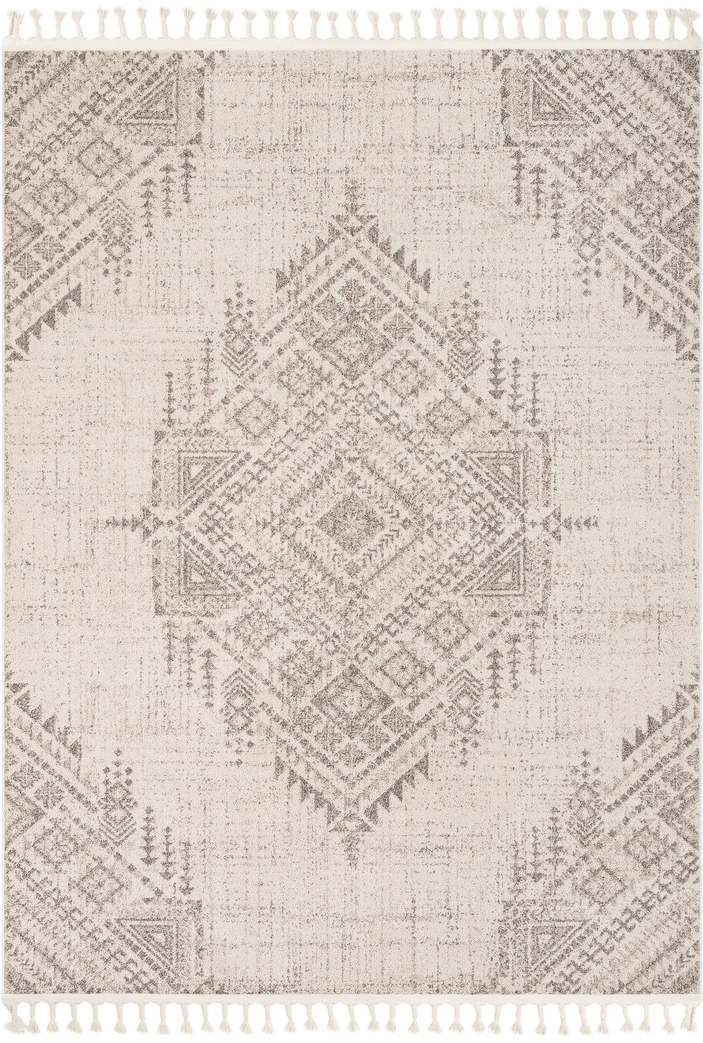 Anette Vintage Distressed Medallion Beige Kilim-Style Rug LDL-132