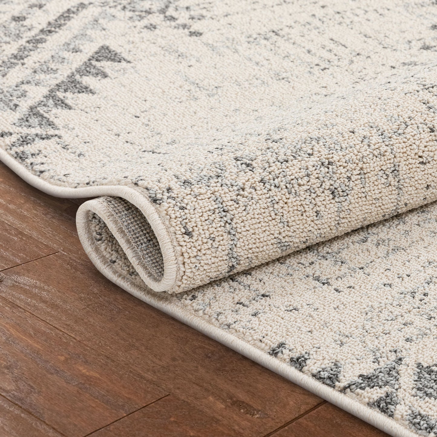 Anette Vintage Distressed Medallion Grey Kilim-Style Rug LDL-137