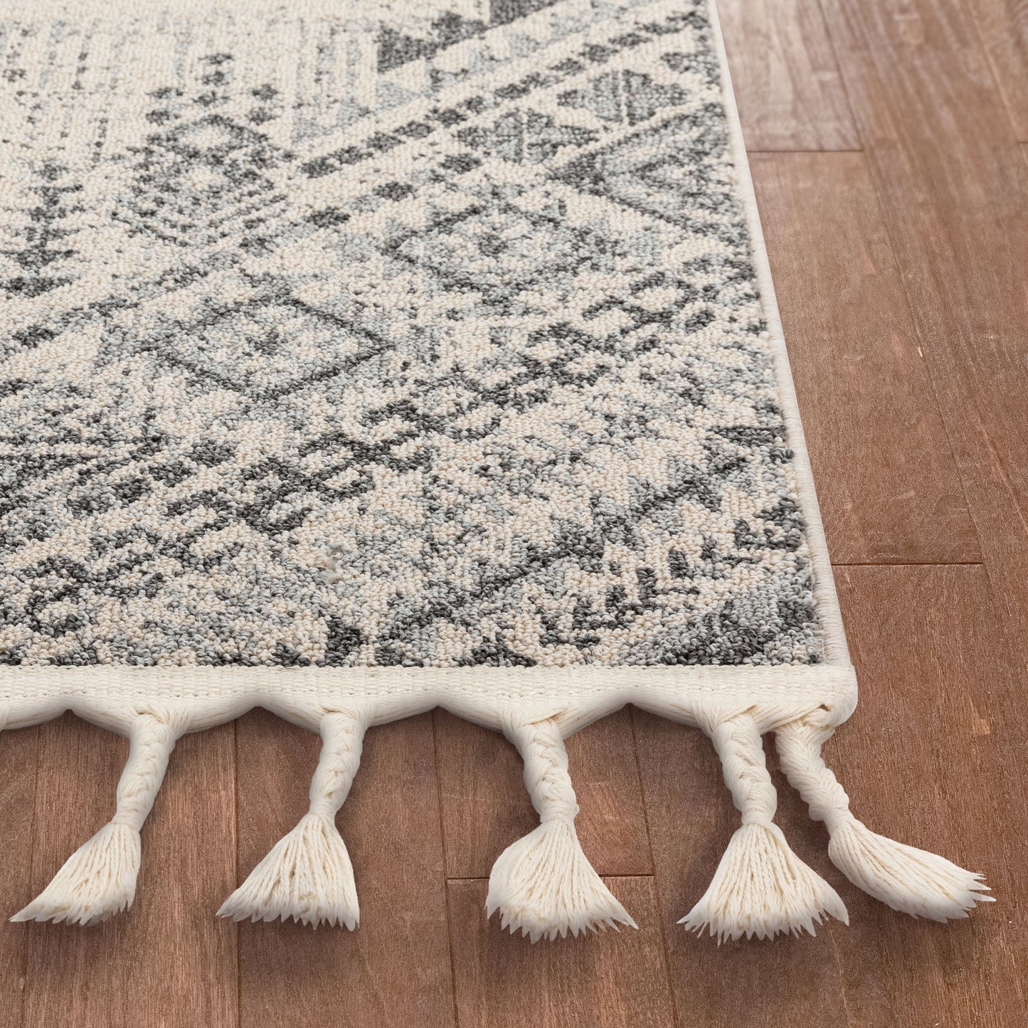 Anette Vintage Distressed Medallion Grey Kilim-Style Rug LDL-137