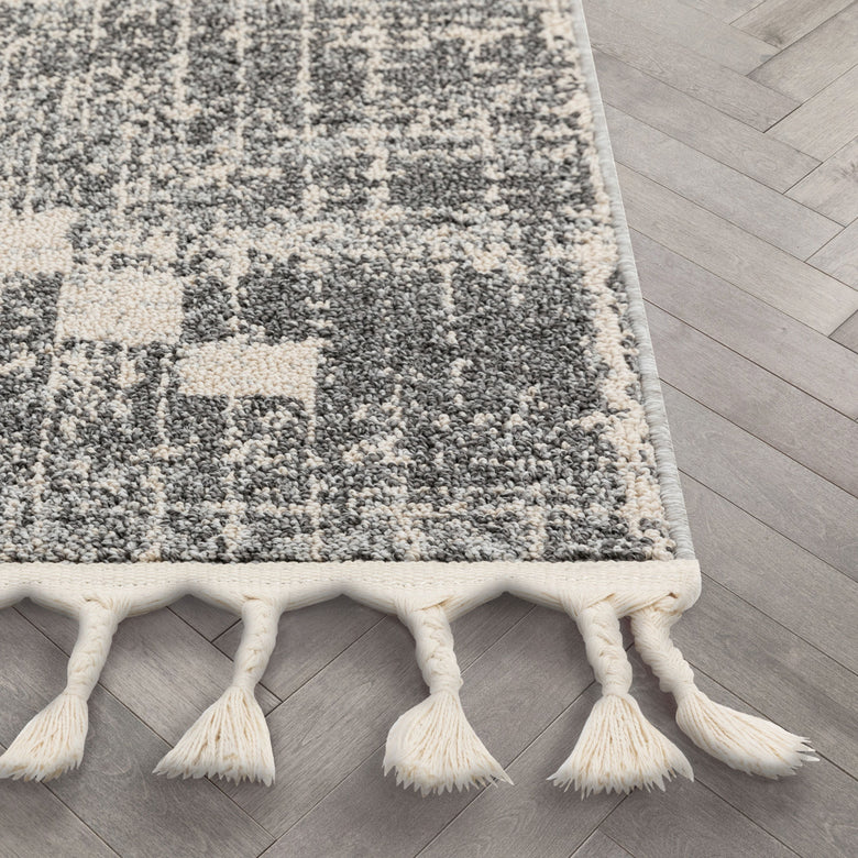 Juliet Tribal Geometric Diamond Pattern Grey Kilim-Style Rug LDL-177