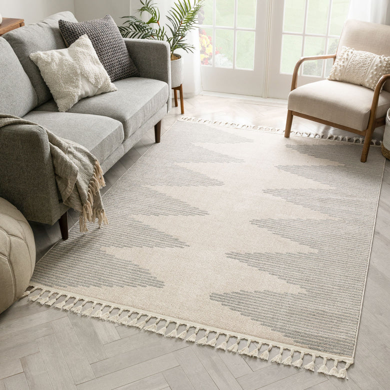 Zipped Tribal Aztec Geometric Grey Kilim-Style Rug LDL-17