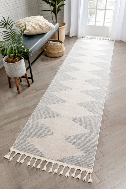 Zipped Tribal Aztec Geometric Grey Kilim-Style Rug LDL-17