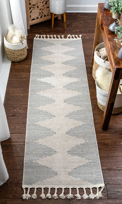 Zipped Tribal Aztec Geometric Grey Kilim-Style Rug LDL-17