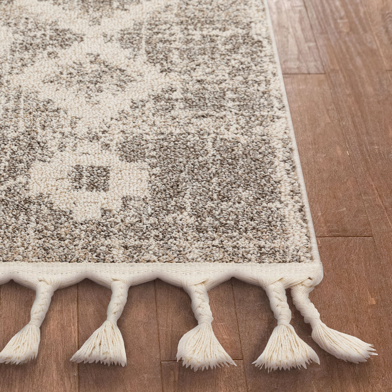 Romeo Moroccan Tribal Diamond Pattern Beige Kilim-Style Rug LDL-182