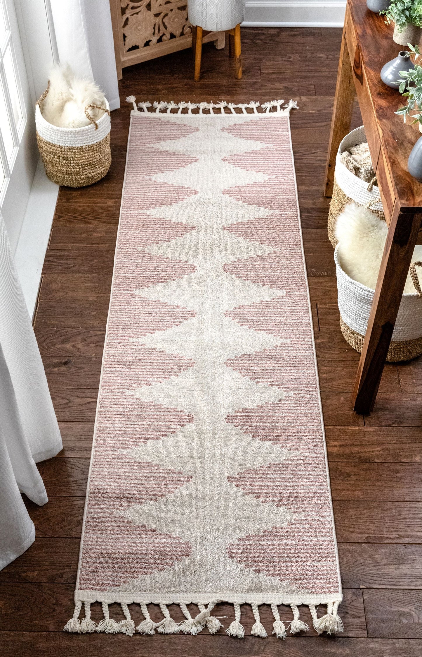 Zipped Tribal Aztec Geometric Blush Kilim-Style Rug LDL-19