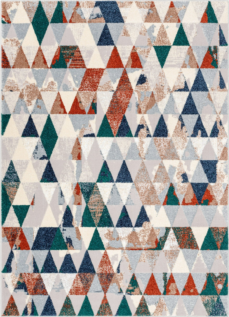 Mojave Diamond Geometric Pattern Grey High-Low Rug LEO-37