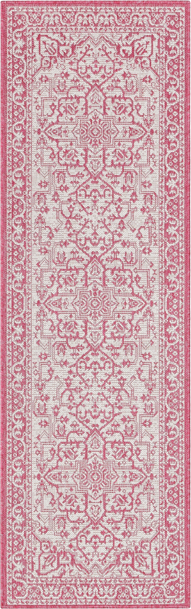 Celesine Oriental Medallion Indoor/Outdoor Fuschia Flat-Weave Rug LIA-190