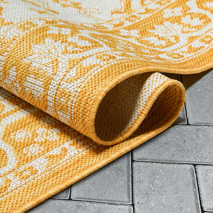 Celesine Oriental Medallion Indoor/Outdoor Yellow Flat-Weave Rug LIA-191