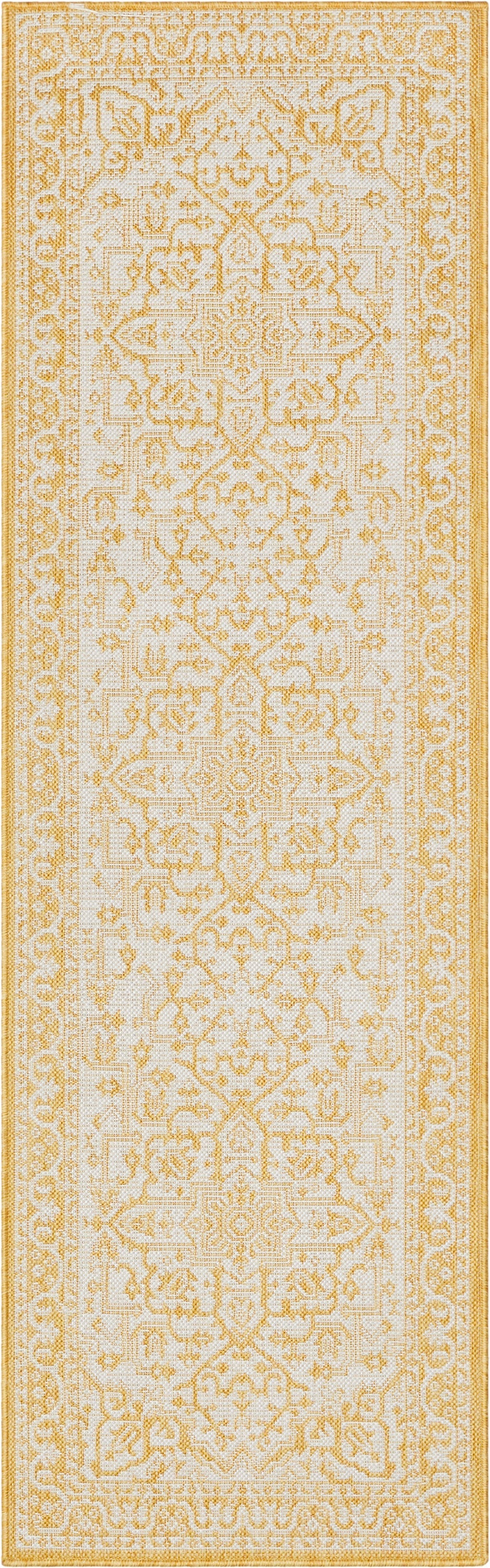 Celesine Oriental Medallion Indoor/Outdoor Yellow Flat-Weave Rug LIA-191