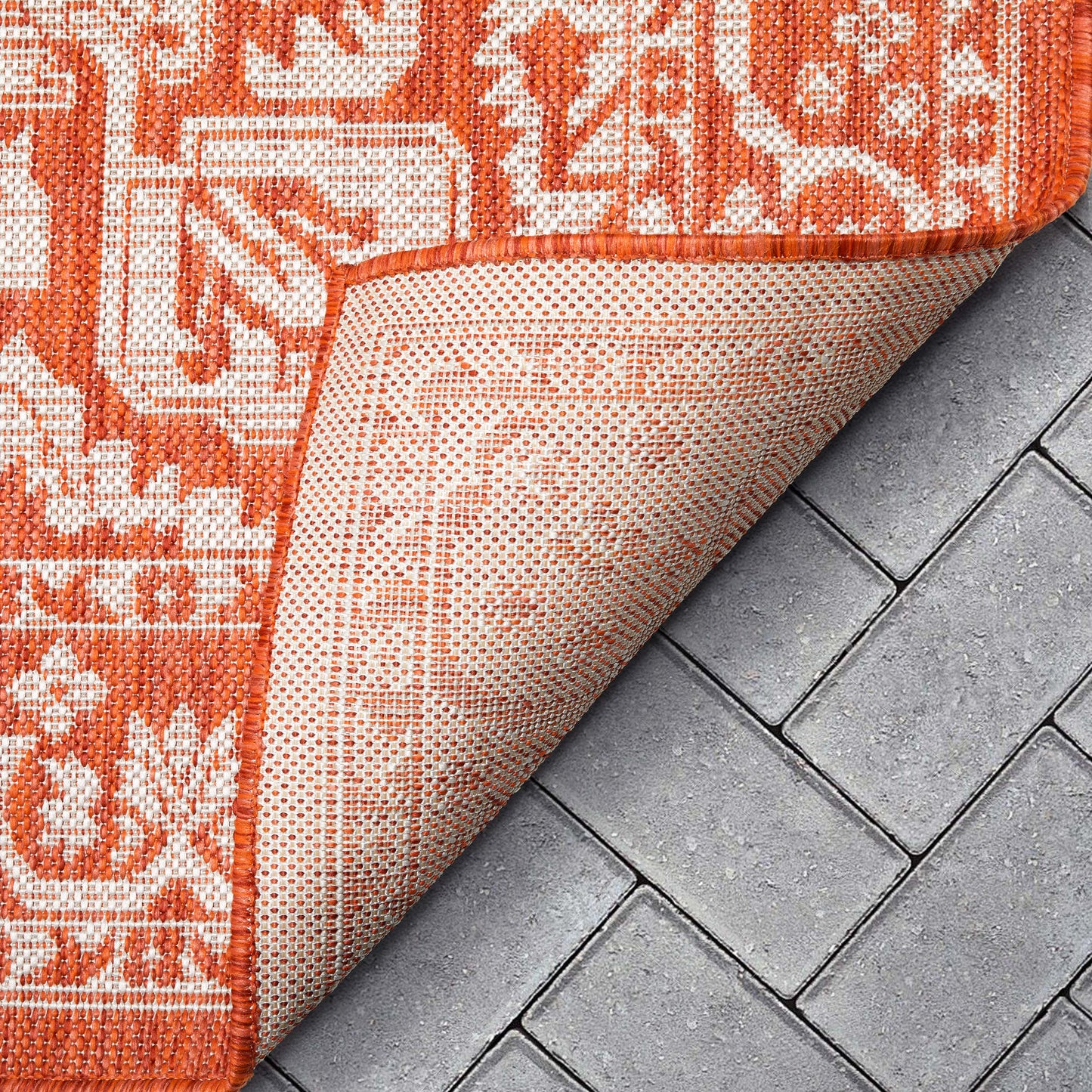 Celesine Oriental Medallion Indoor/Outdoor Orange Flat-Weave Rug LIA-199