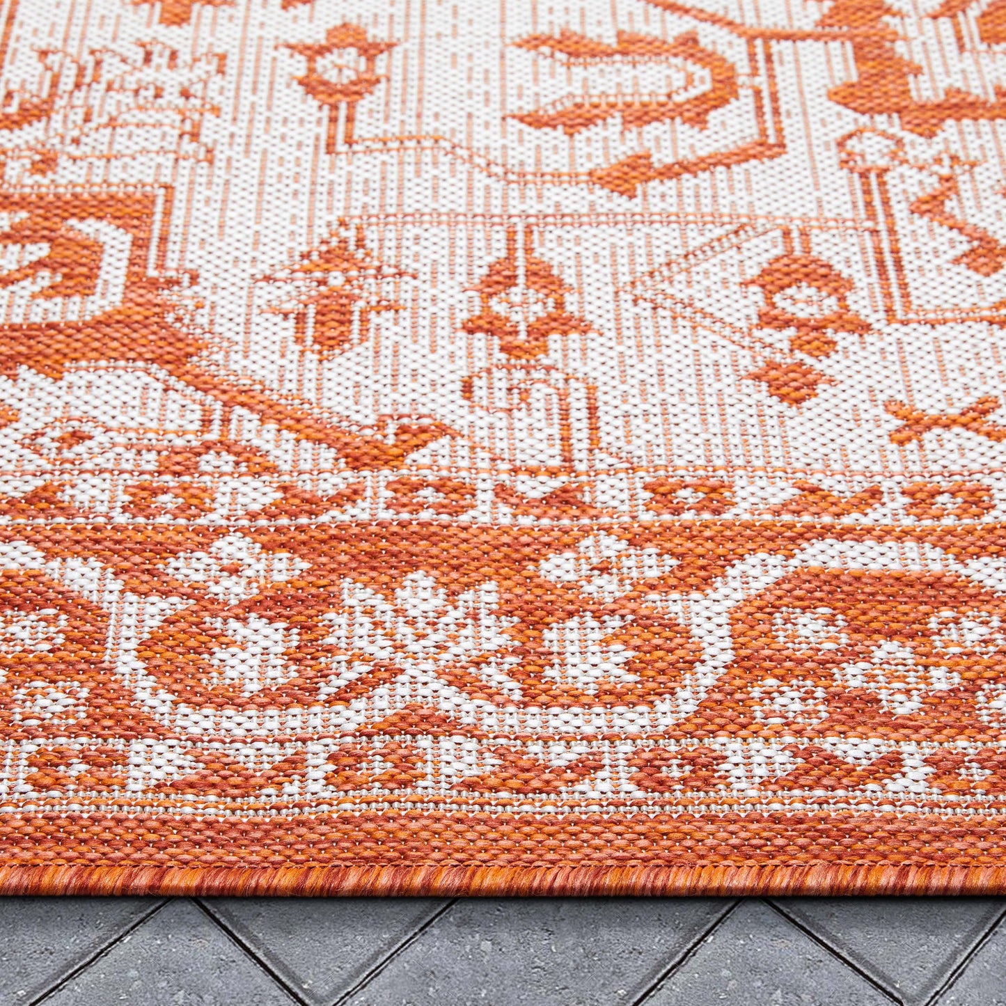 Celesine Oriental Medallion Indoor/Outdoor Orange Flat-Weave Rug LIA-199