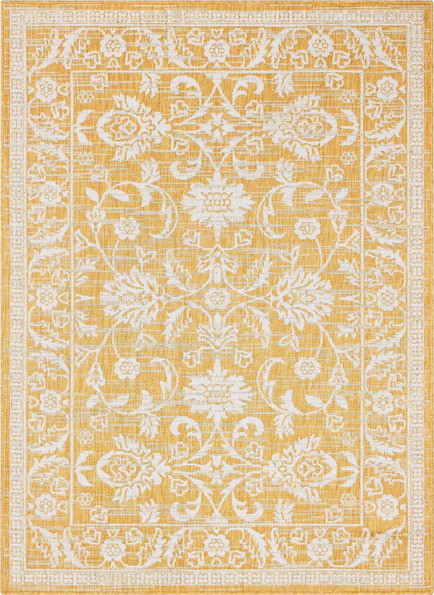 Delphi Oriental Persian Indoor/Outdoor Yellow Flat-Weave Rug LIA-201