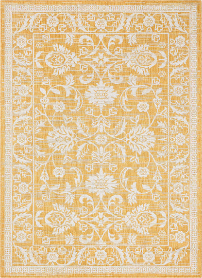 Delphi Oriental Persian Indoor/Outdoor Yellow Flat-Weave Rug LIA-201