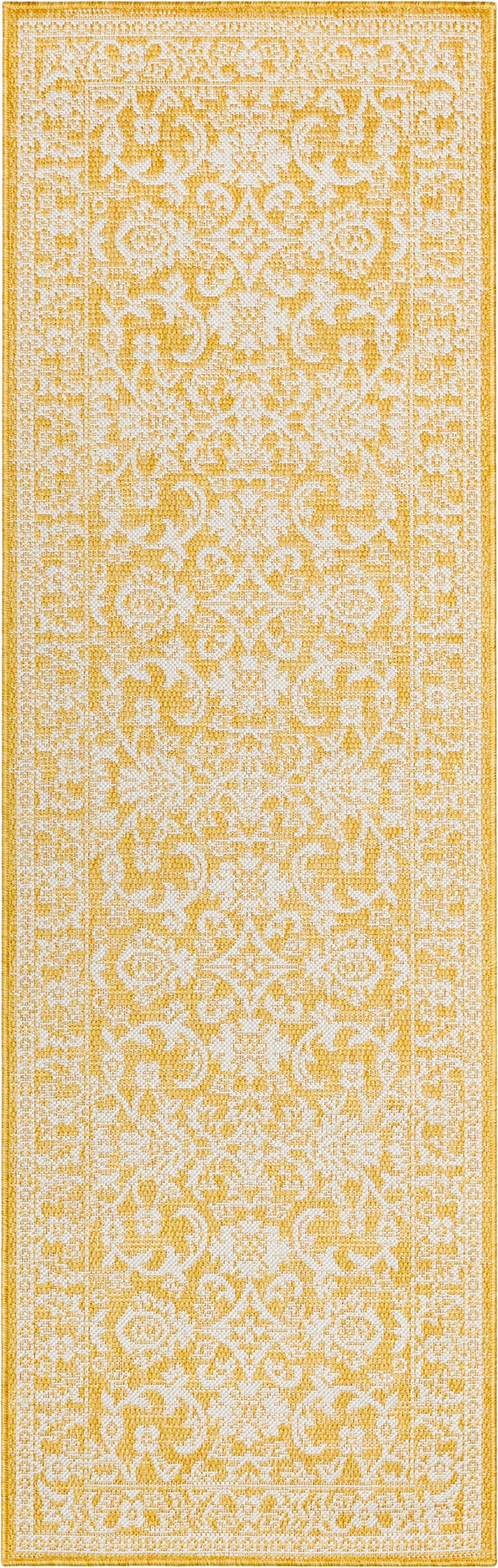 Delphi Oriental Persian Indoor/Outdoor Yellow Flat-Weave Rug LIA-201