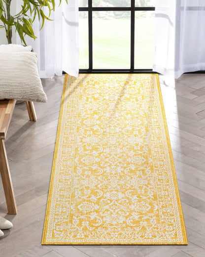 Delphi Oriental Persian Indoor/Outdoor Yellow Flat-Weave Rug LIA-201