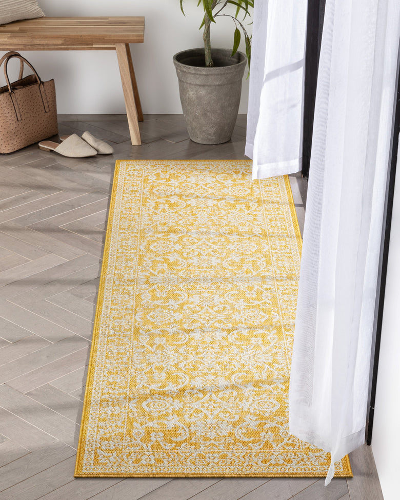 Delphi Oriental Persian Indoor/Outdoor Yellow Flat-Weave Rug LIA-201