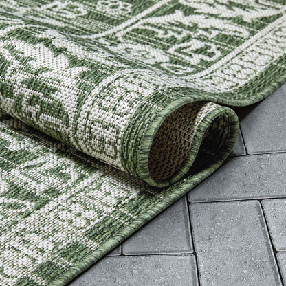 Delphi Oriental Persian Indoor/Outdoor Green Flat-Weave Rug LIA-205