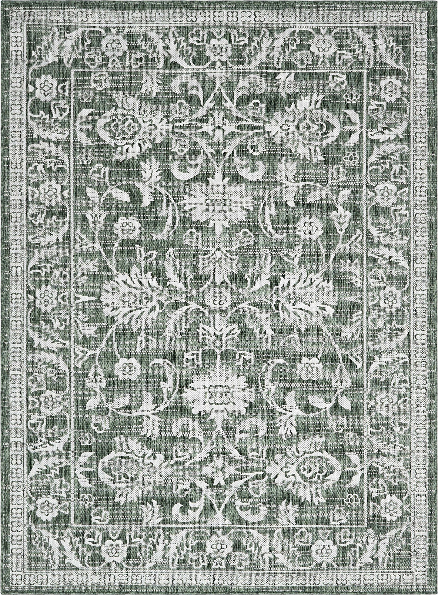 Delphi Oriental Persian Indoor/Outdoor Green Flat-Weave Rug LIA-205