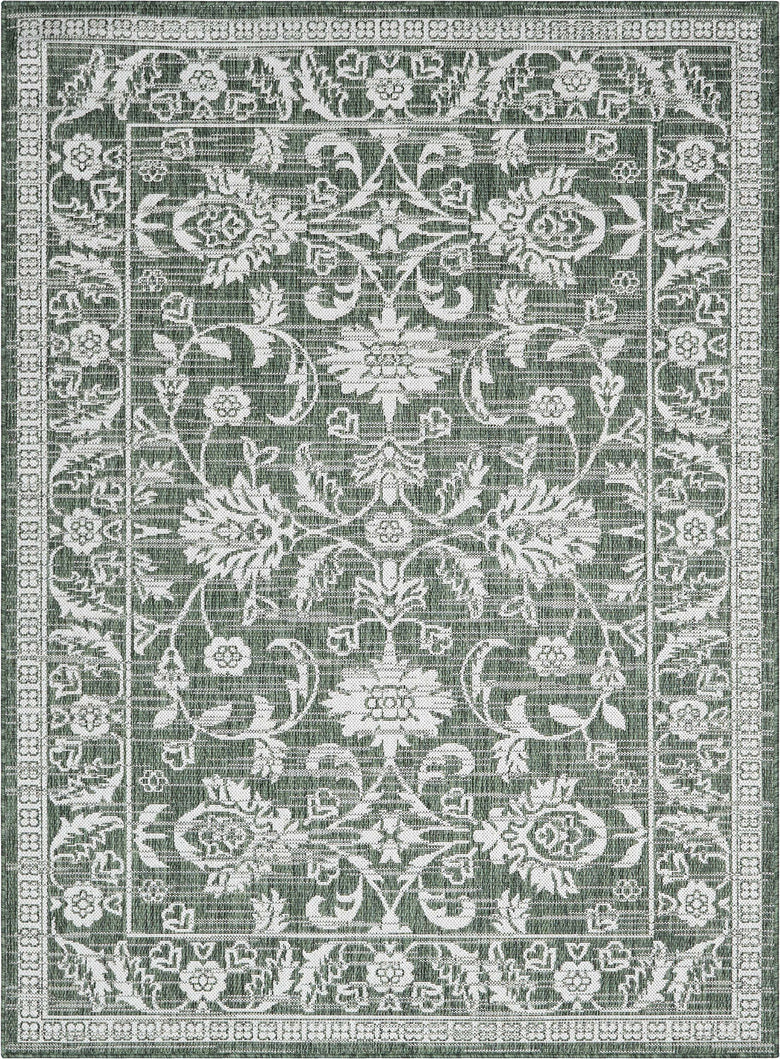 Delphi Oriental Persian Indoor/Outdoor Green Flat-Weave Rug LIA-205