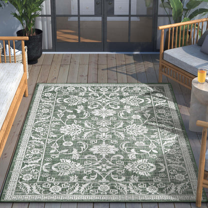 Delphi Oriental Persian Indoor/Outdoor Green Flat-Weave Rug LIA-205