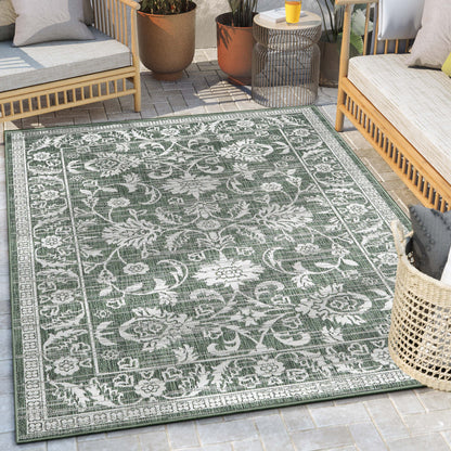 Delphi Oriental Persian Indoor/Outdoor Green Flat-Weave Rug LIA-205