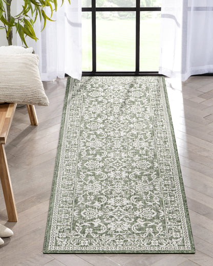 Delphi Oriental Persian Indoor/Outdoor Green Flat-Weave Rug LIA-205