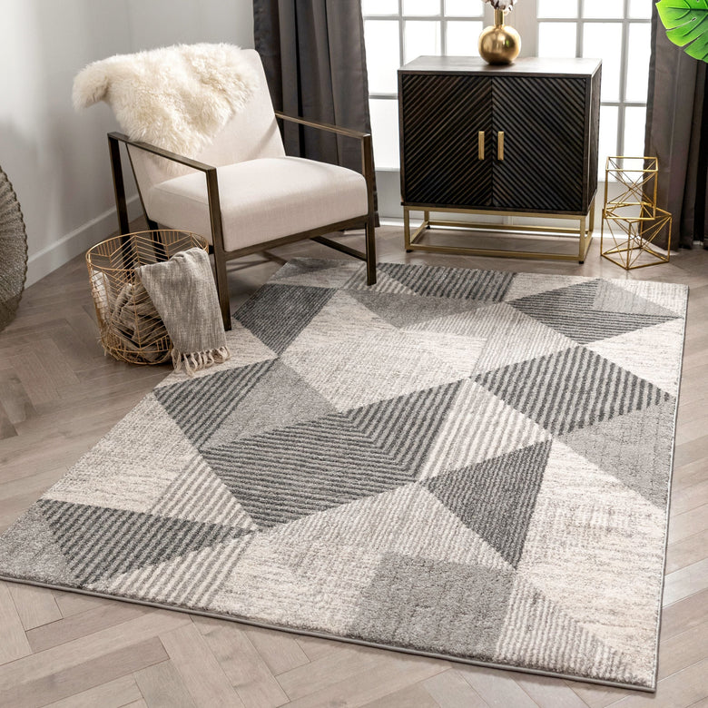 Lujo Mid-Century Modern Geometric Grey Rug LIS-107