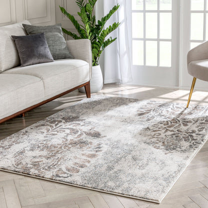 Maisie Botanical Damask Pattern Ivory Vintage Rug LIS-142