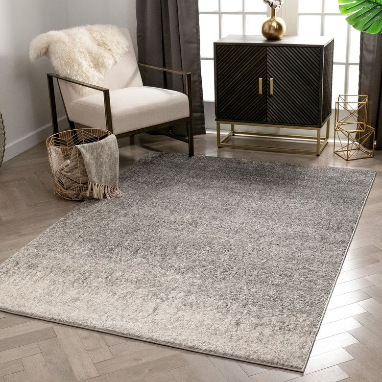 Madia Industrial Solid & Striped Distressed Grey Rug LIS-27