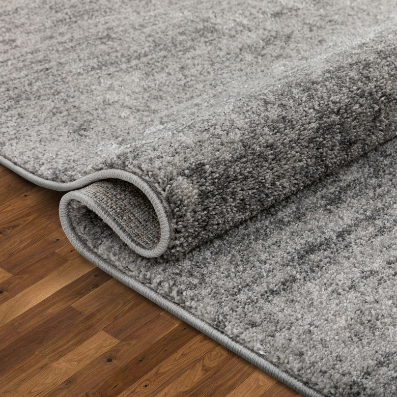 Finca Industrial Solid & Striped Distressed Grey Rug LIS-87