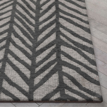 Rimini Contemporary Geometric Pattern Black Kilim-Style Rug LL-127