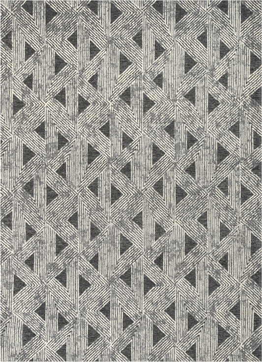 Veria Mid-Century Modern Geometric Grey Kilim-Style Rug LL-137