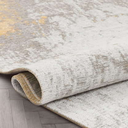 Napio Modern Distressed Abstract Brush Stroke Grey Kilim-Style Rug LL-141