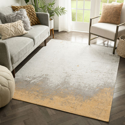 Napio Modern Distressed Abstract Brush Stroke Grey Kilim-Style Rug LL-141