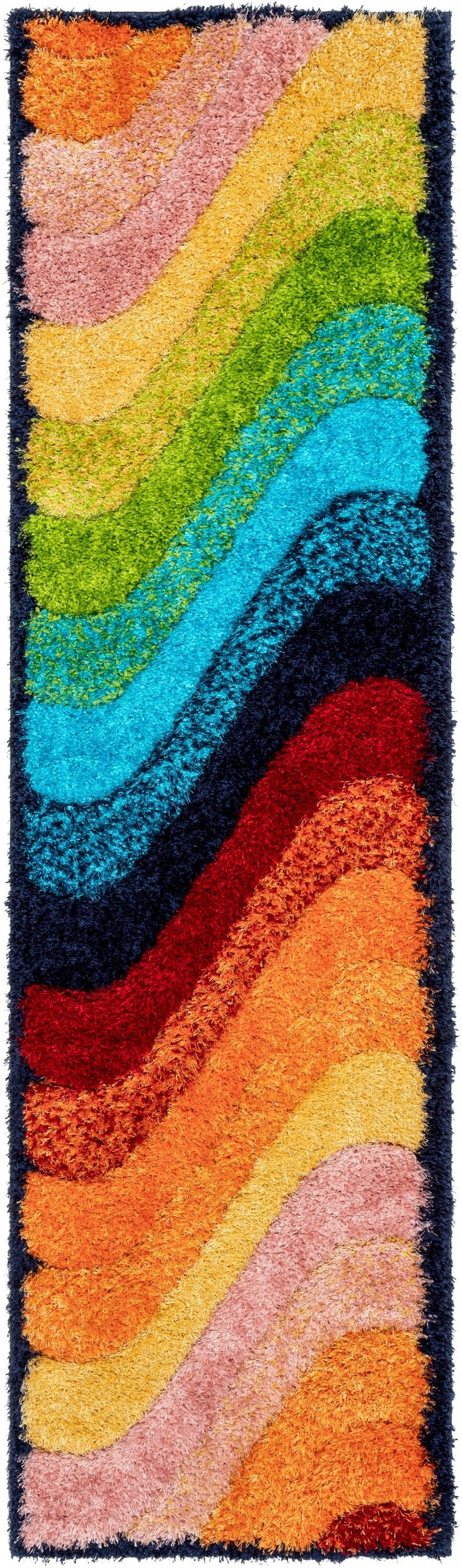 Lowry Abstract Waves Shag Multi 3D Textured Rug LOG-81