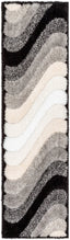 Lowry Abstract Waves Shag Black Ivory 3D Textured Rug LOG-83