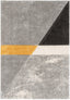 Mori Modern Abstract Geometric 3D Textured Shag Yellow Grey Rug LOL-11