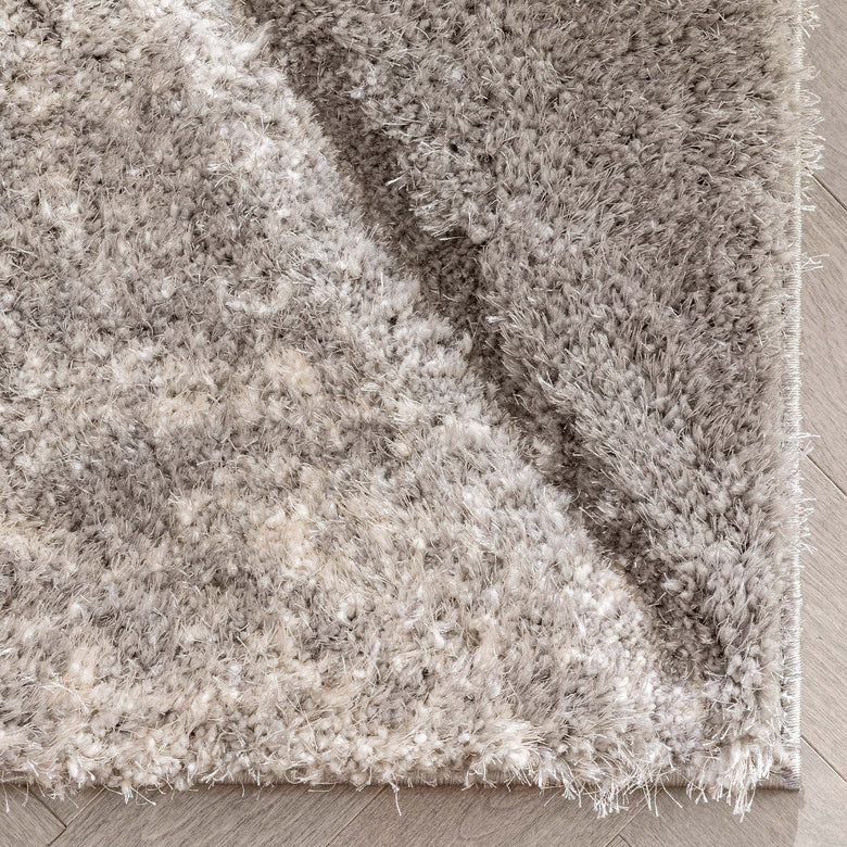 Mori Modern Abstract Geometric 3D Textured Shag Pink Grey Rug LOL-19