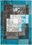 Kenzo Retro Geometric Pattern 3D Textured Shag Teal Grey Rug LOL-36