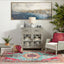 Shasta Machine Washable Vintage Bohemian Medallion Persian Blush Turquoise Flat-Weave Distressed Rug LOT-79
