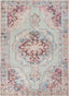 Ramon Machine Washable Vintage Persian Botanical Pink Pastel Green Flat-Weave Distressed Rug LOT-86