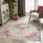 Ramon Machine Washable Vintage Persian Botanical Pink Pastel Green Flat-Weave Distressed Rug LOT-86
