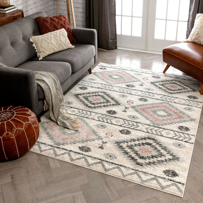 Prato Tribal Southwestern Geometric Pink Rug MA-19