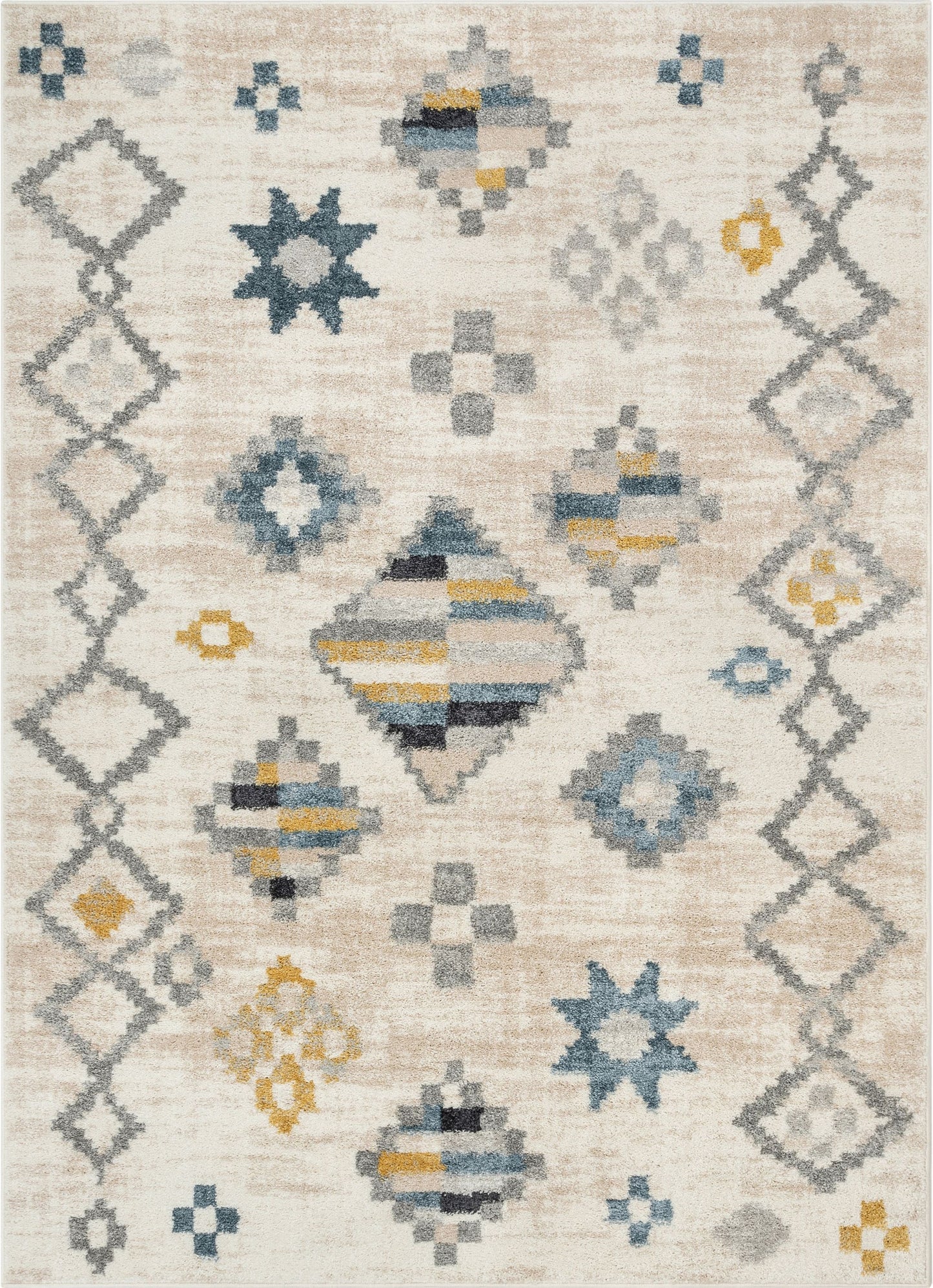 Duchess Moroccan Diamond Pattern Beige Blue Rug MA-92